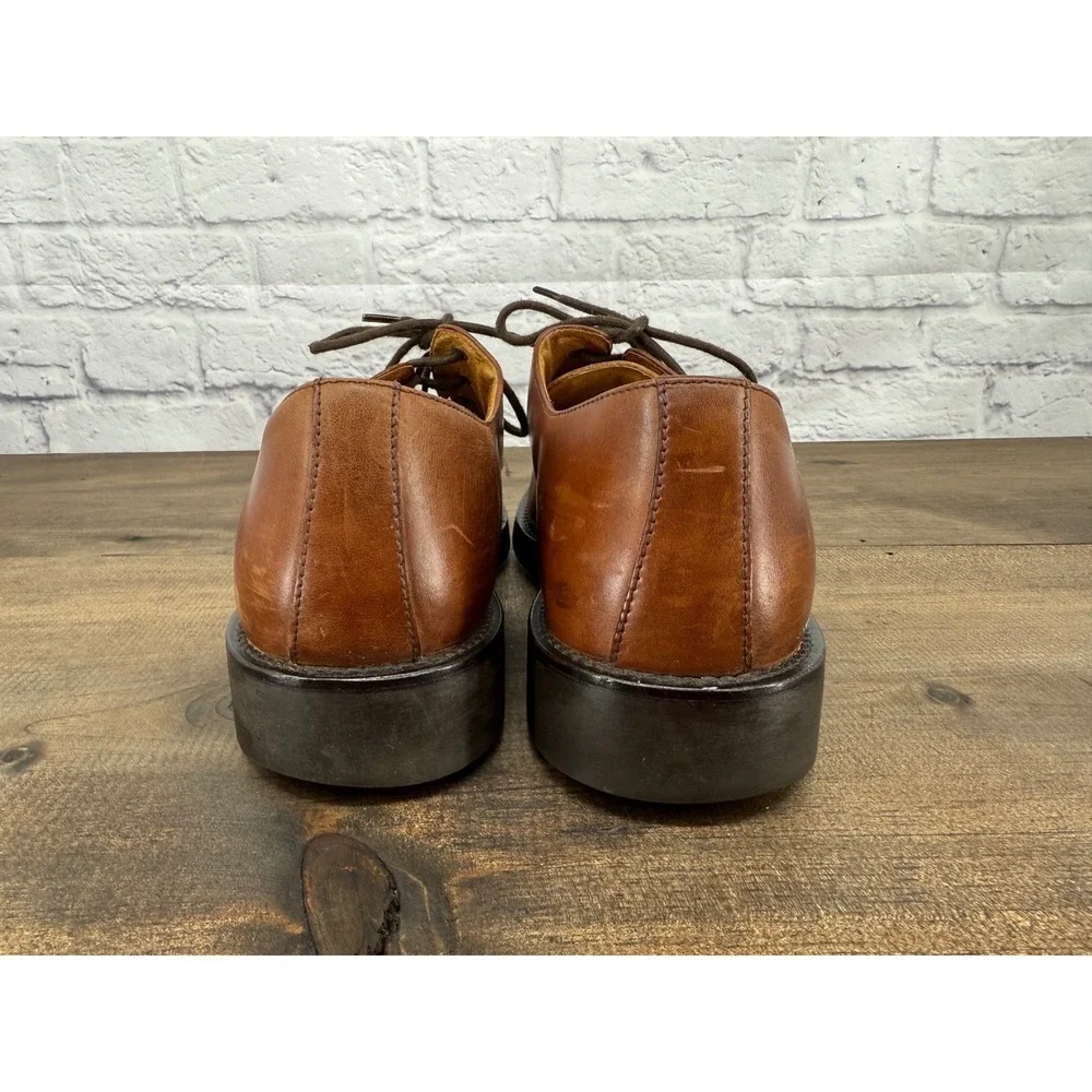Lands End Mens Brown Leather Lace Up Oxford Dress Shoes Size 10D Classic Capsule